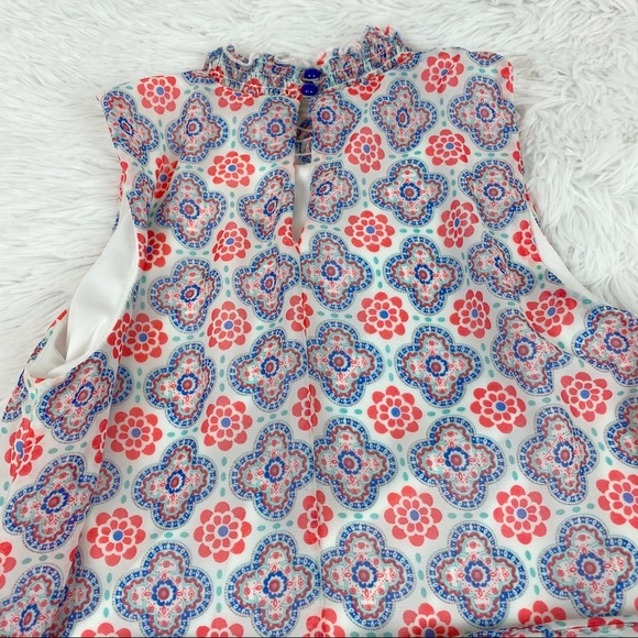 sleeveless mock neck floral chiffon shift dress - Picture 7 of 7